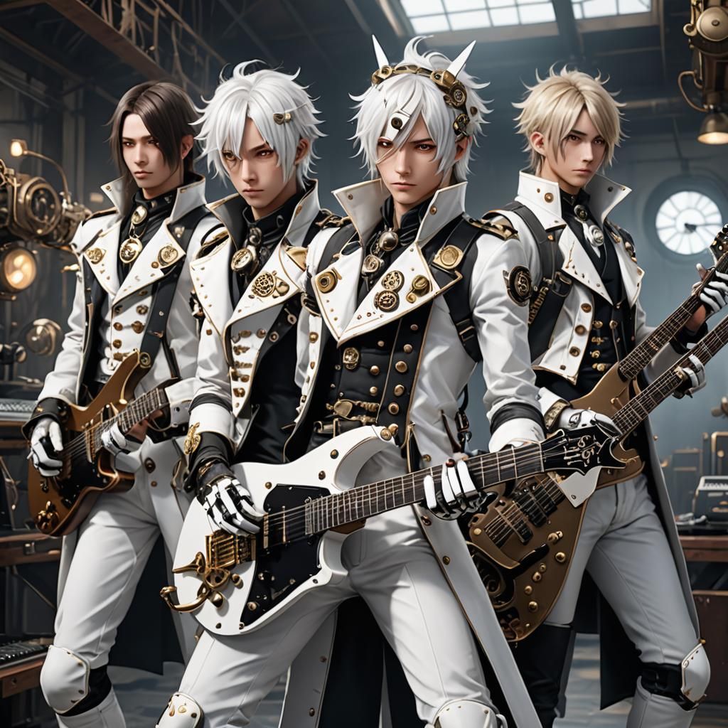 Steampunk Metal Band in Anime Style