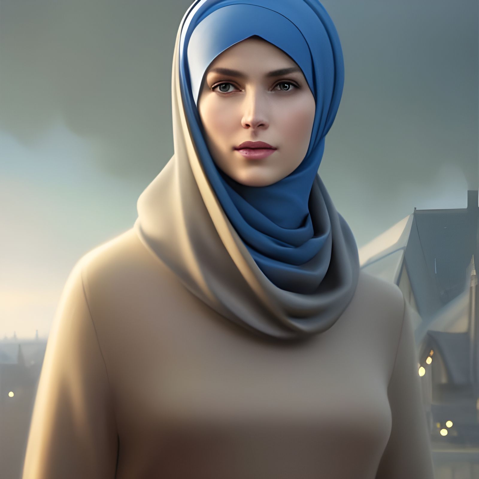 Beautiful Woman in Hijab: Hyperdetailed Digital Portrait