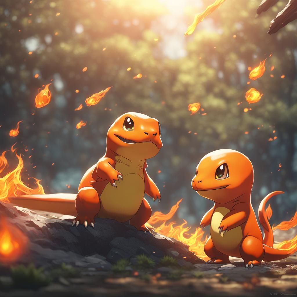 Charmander in 3D Anime Style
