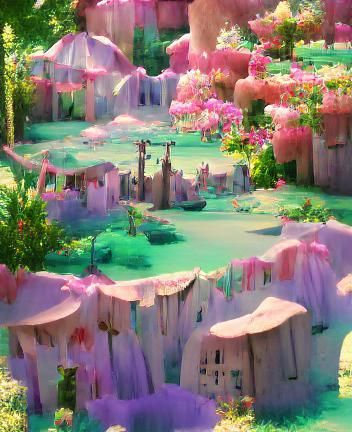 Cinematic Fairy Town with Secret Flower Garden