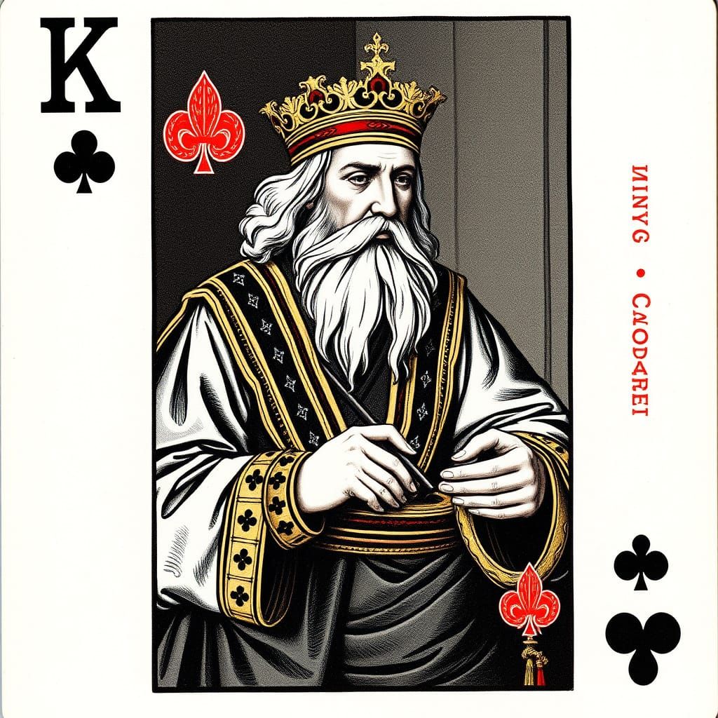 Card, King of Clubs, Men's Poker Game, foil stamping, Victor...