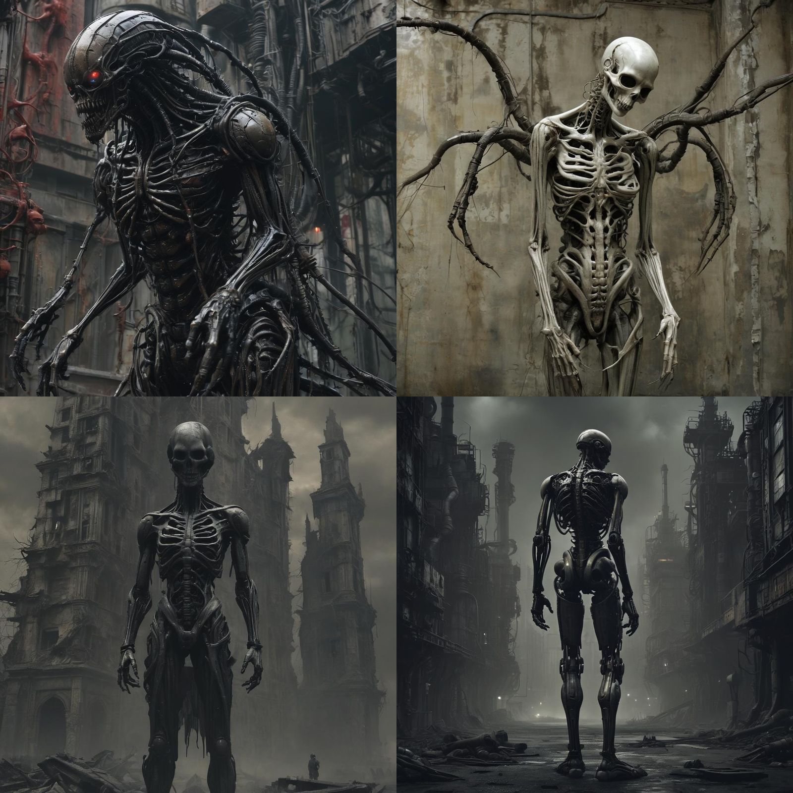 Surreal Horror Landscape Inspired by Giger and Beksiński