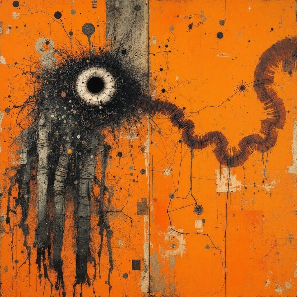 Abstract Artwork with Electric Chair and Surreal Elements