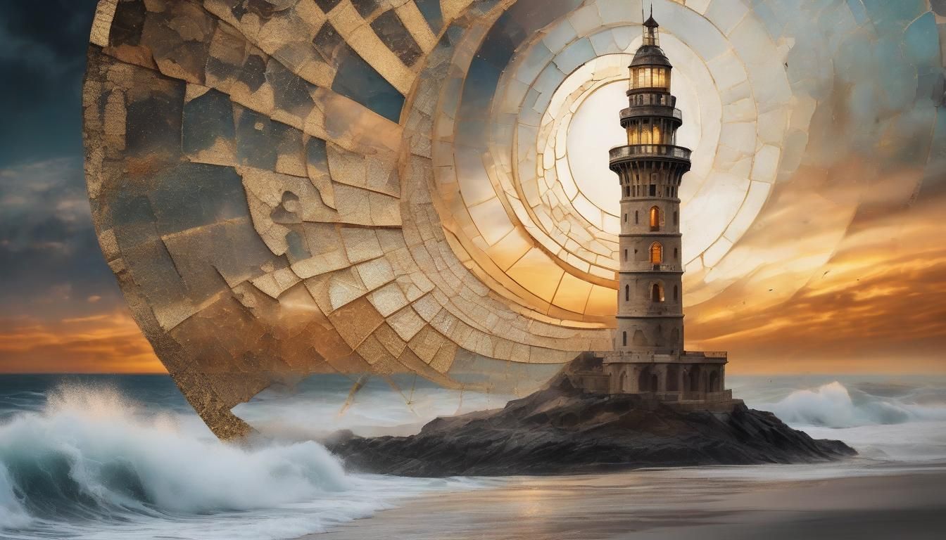 Nautilus Tower at Sunset: A Rococo Digital Painting