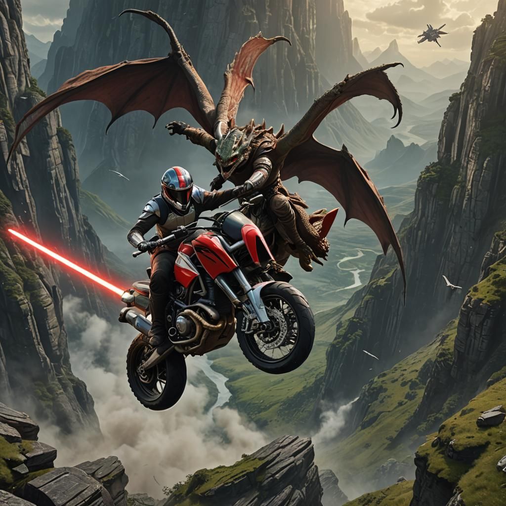 Jedi Dragon Rider: A Matte Painting in 8K