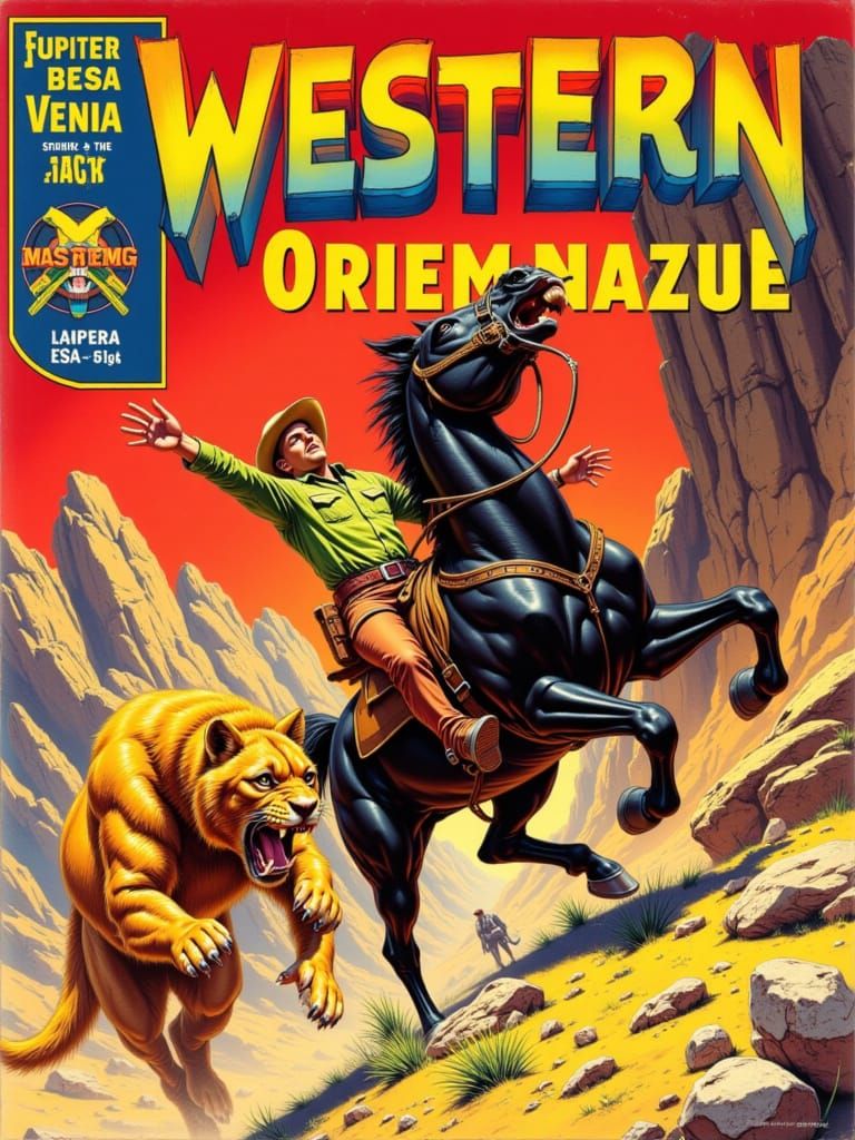 Man on Horse Fights Mountain Lion on Magazine Cover