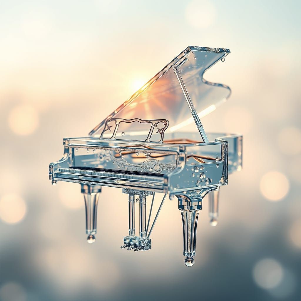 Ethereal Water Piano in Double Exposure