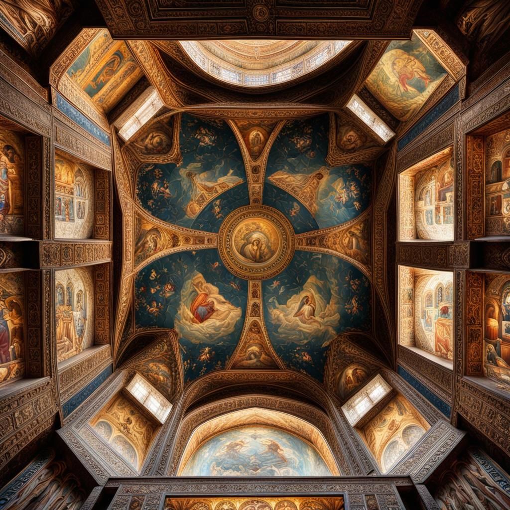Coptic Church Ceiling Painting: Digital Matte Art