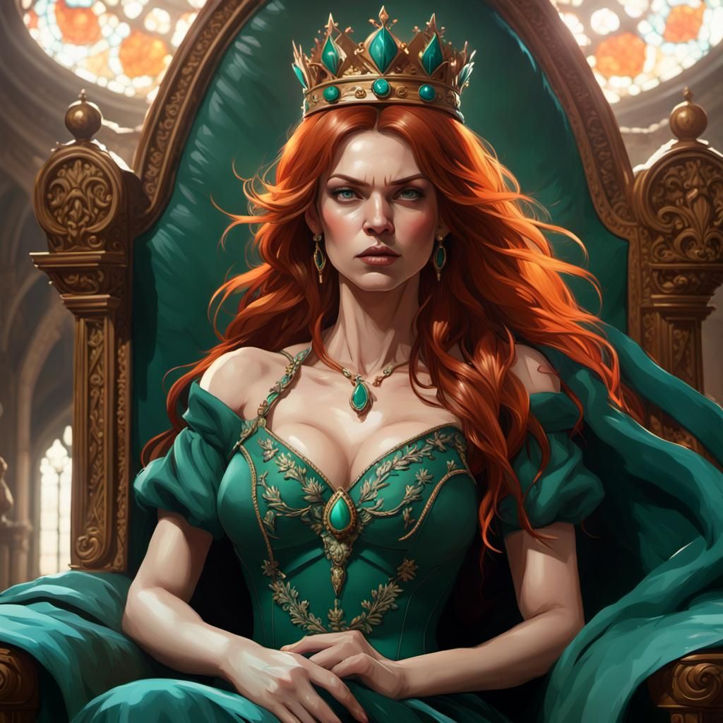 Queen on Throne in Art Nouveau Style