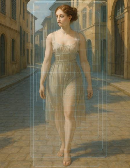 Neoclassical Figures with Holographic Transparency