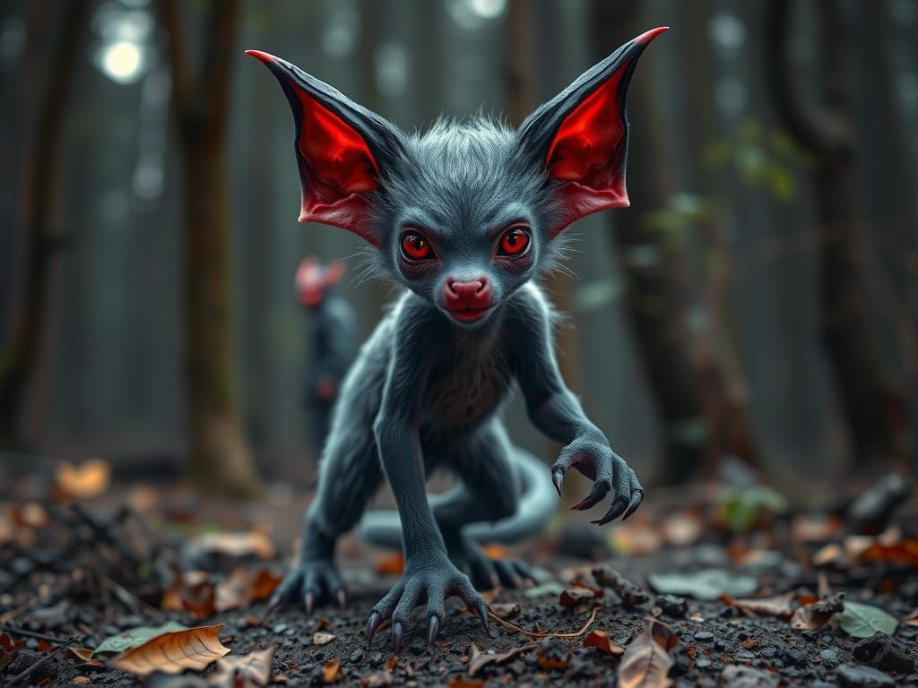 Mysterious Furry Devil in Dark Forest