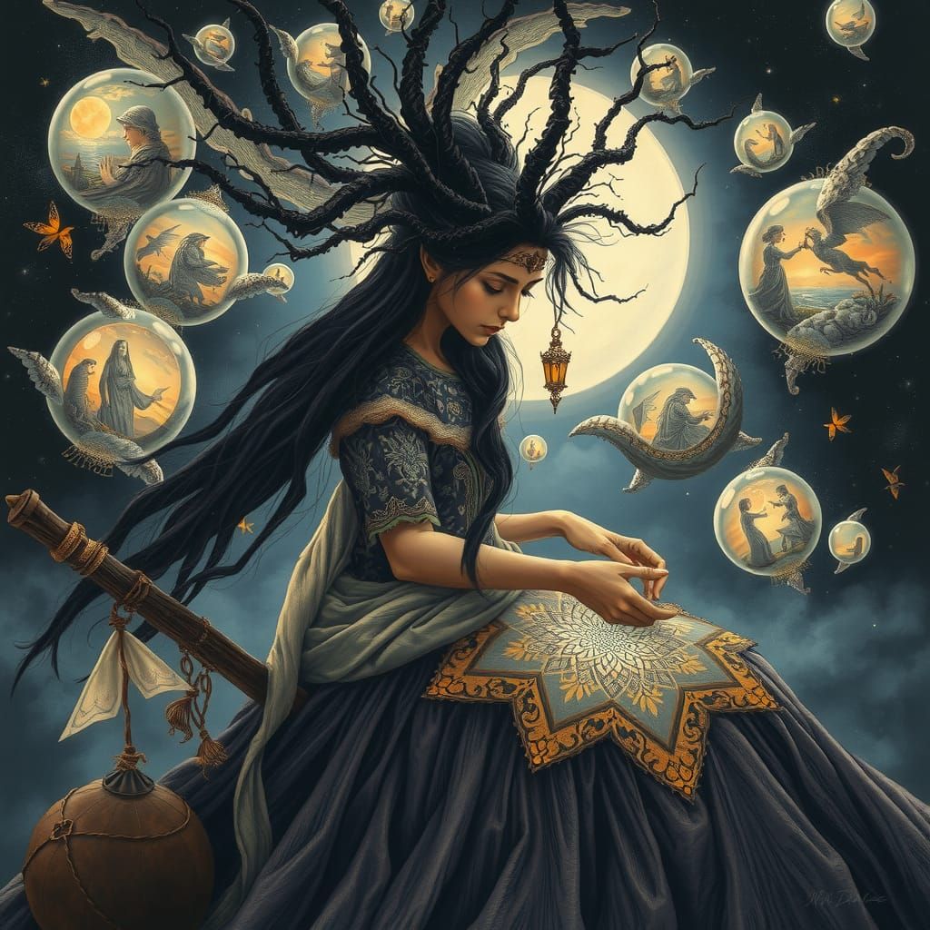 Surreal Dream Weaver in Colored Charcoal Style