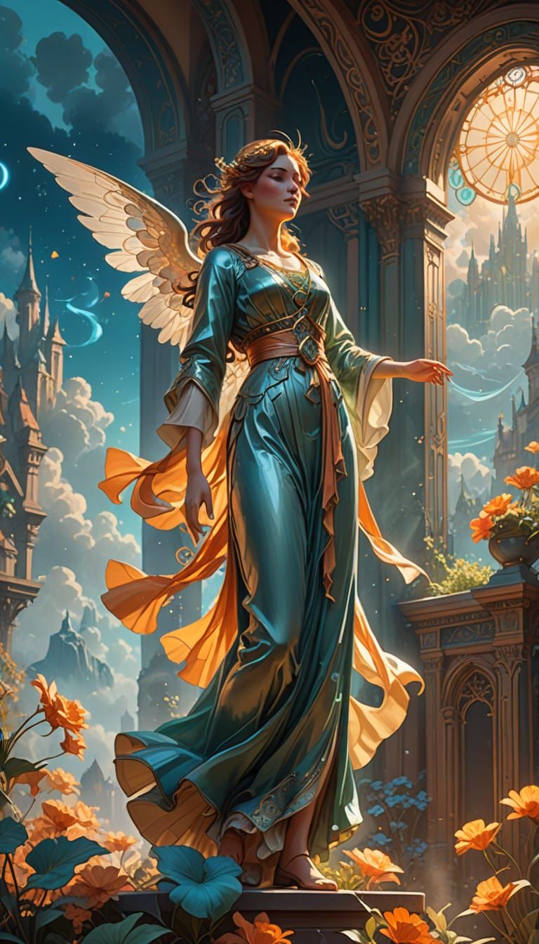 Angel in Heavenly Sunshine, Ethereal Fantasy Art