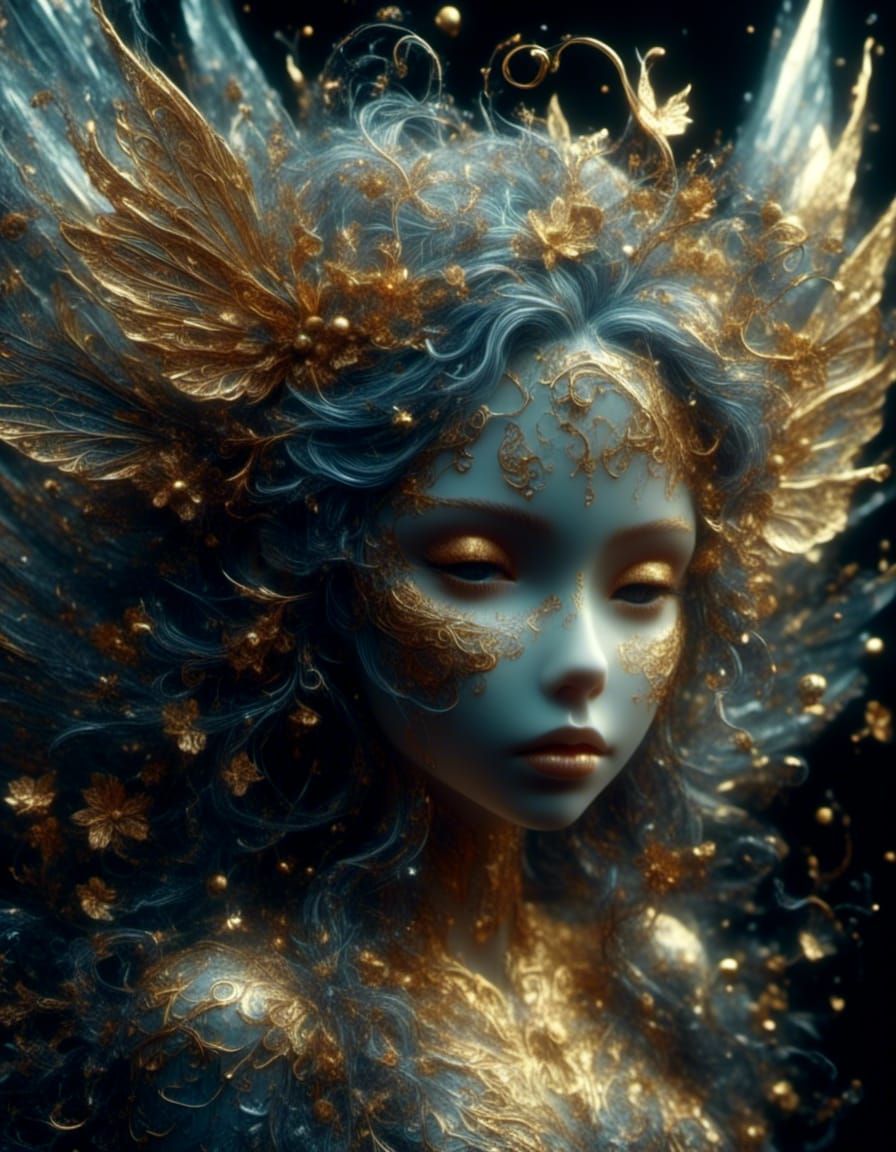 Gold leaf and Marble Pixie