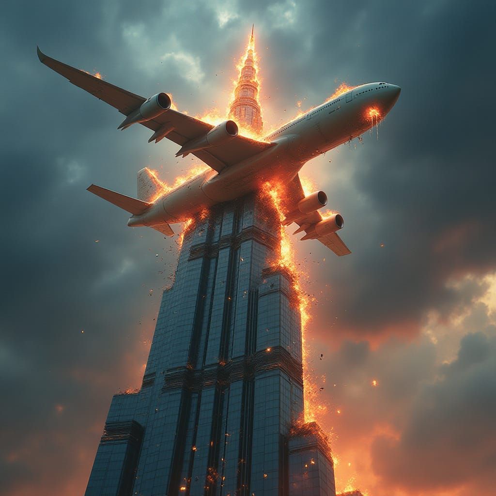 Airliner Inferno on Burj Khalifa
