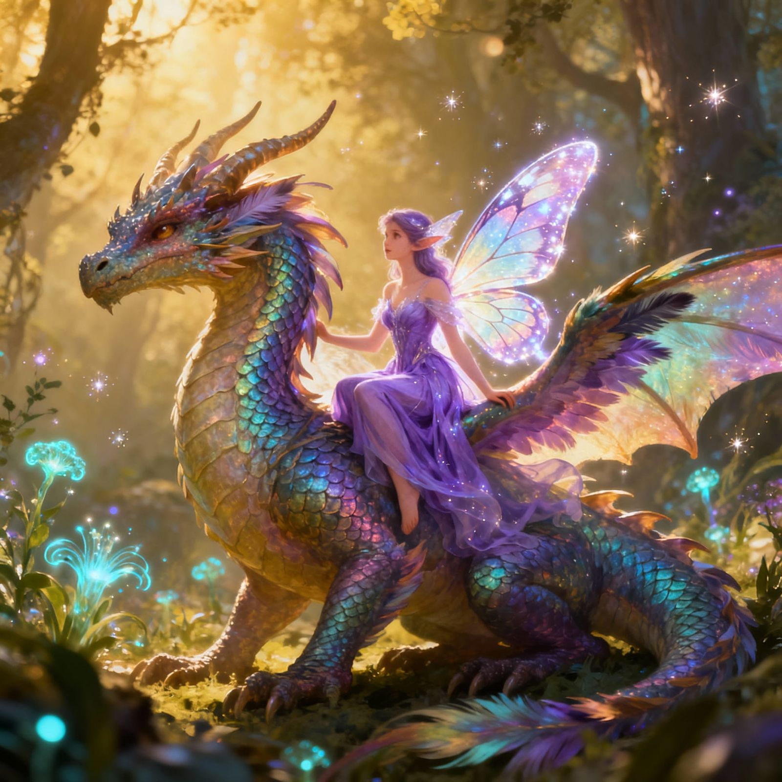 Enchanted Dragon Fairy in Mystical Forest
