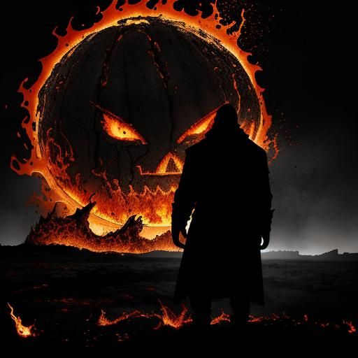 Lava Man and Pumpkin Buddy in Horror Splatter Art