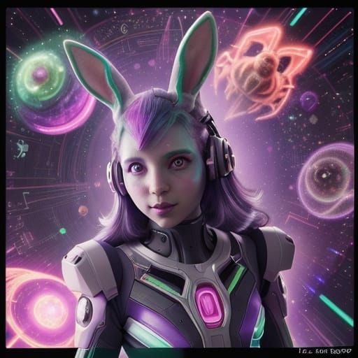 Sci-Fi Astral Scene with Mechanical Rabbits