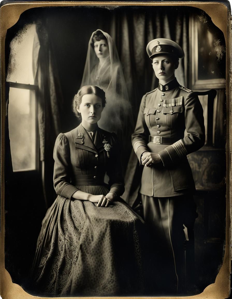 Retro Spirit Photography of Woman and Soldier