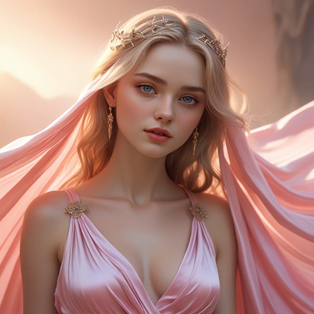 Enchanting Goddess in Golden Hour Glow
