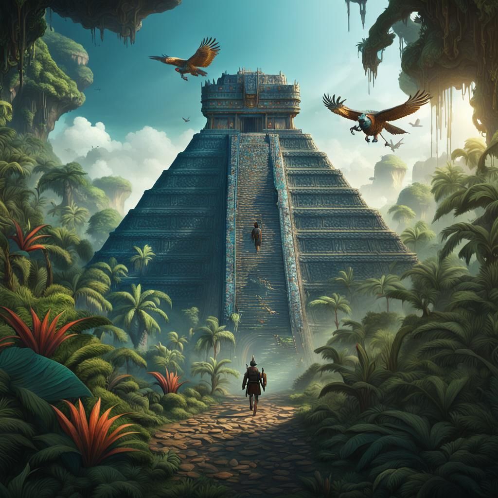 Mayan Flyer Soars Through Jungle: Fantasy Concept Art
