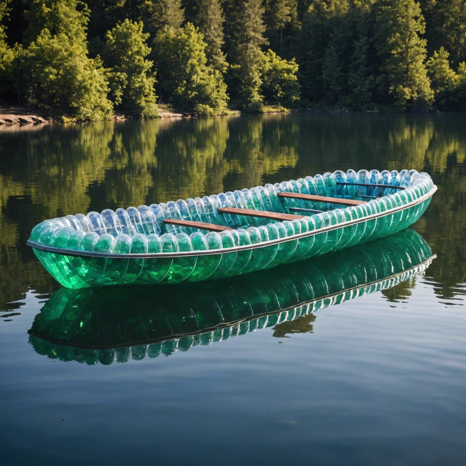 Innovative Boat Made of Plastic Water Bottles