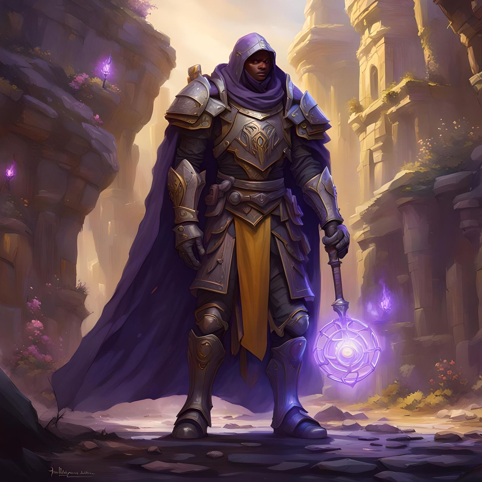 Warforged Cleric in Cloak: Dark Fantasy Art