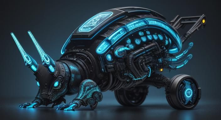 Biomechanical Snail with Metallic Exoskeleton in Futuristic ...