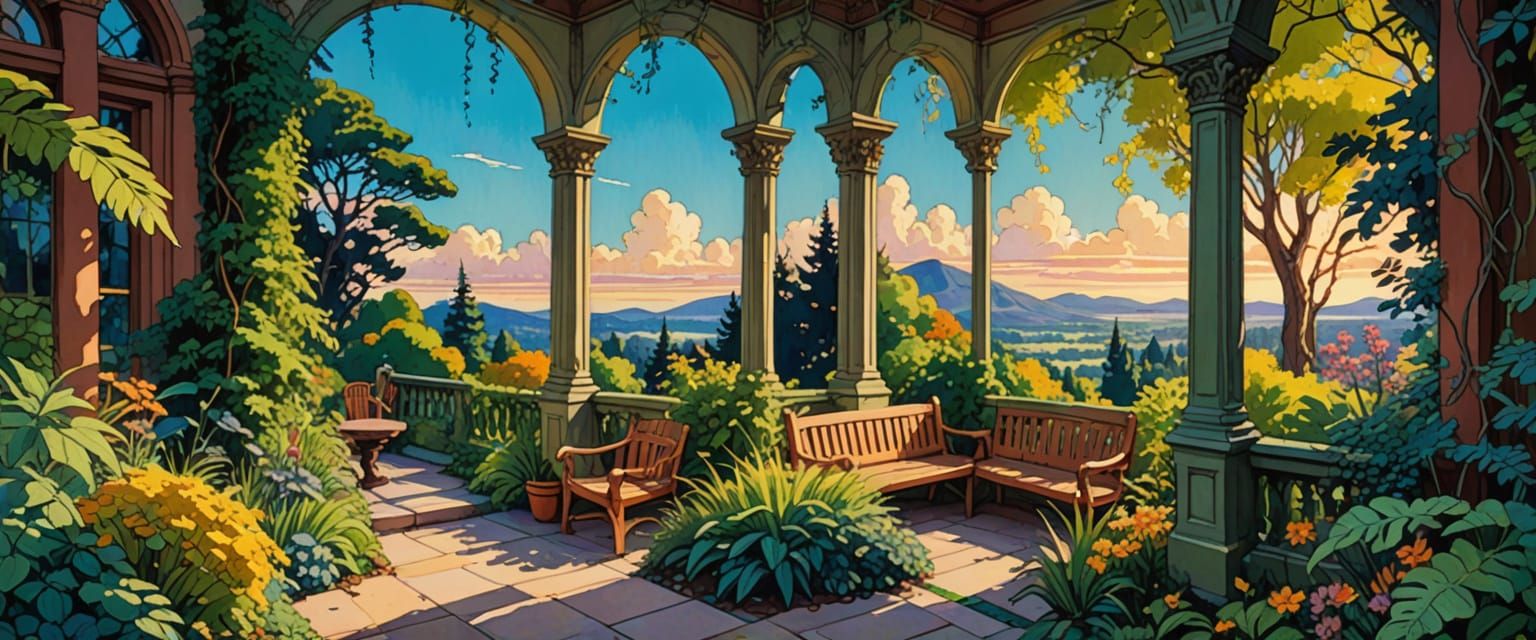 Whimsical Edwardian House in Comic Book Style