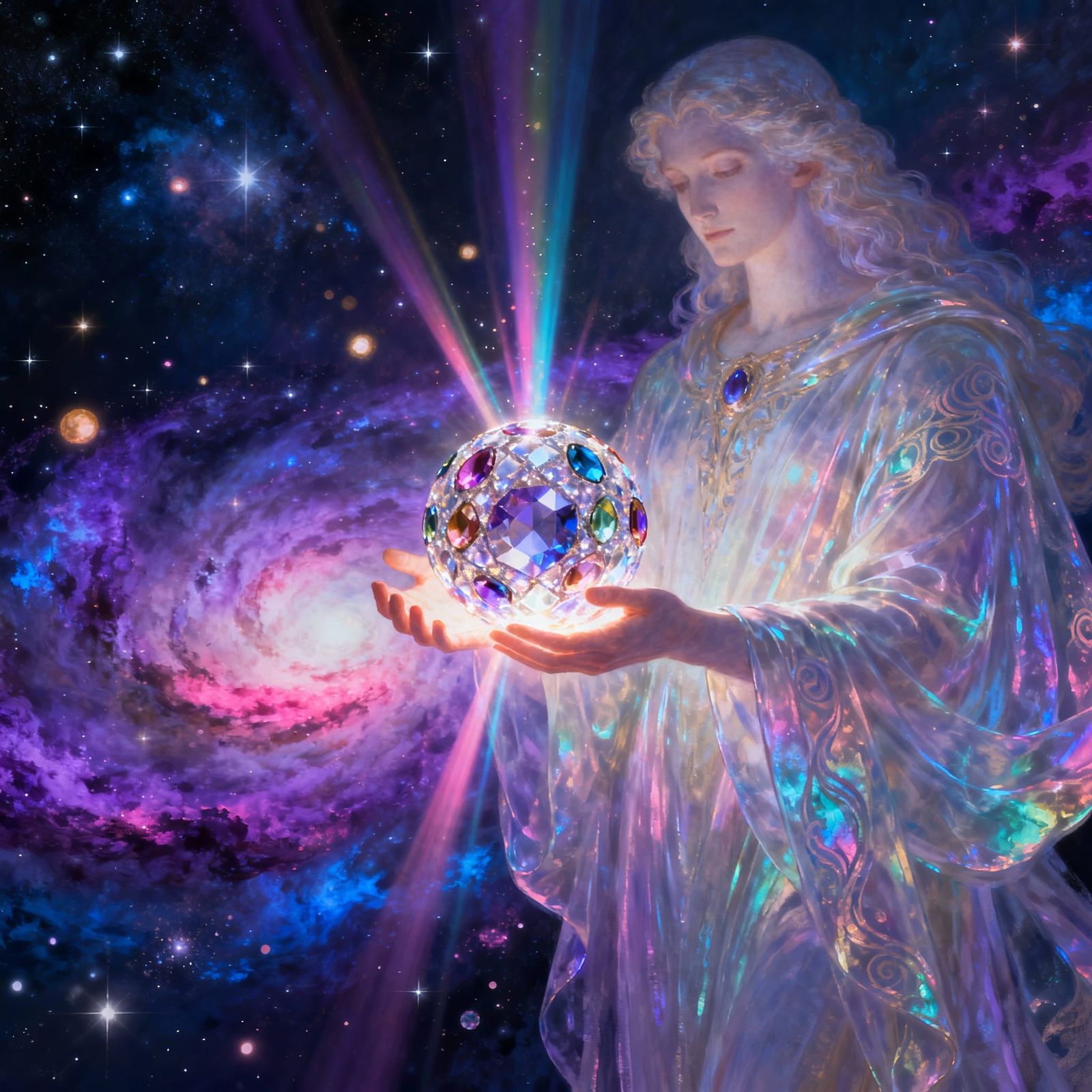 Ethereal Being Gives Cosmic Orb