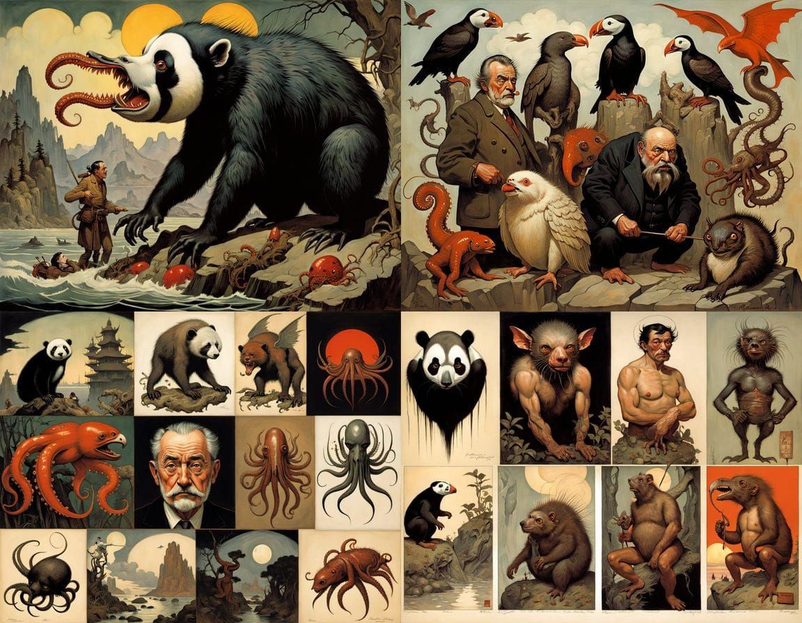 Mutant Hybrid Creature in Surreal Egon Schiele Style