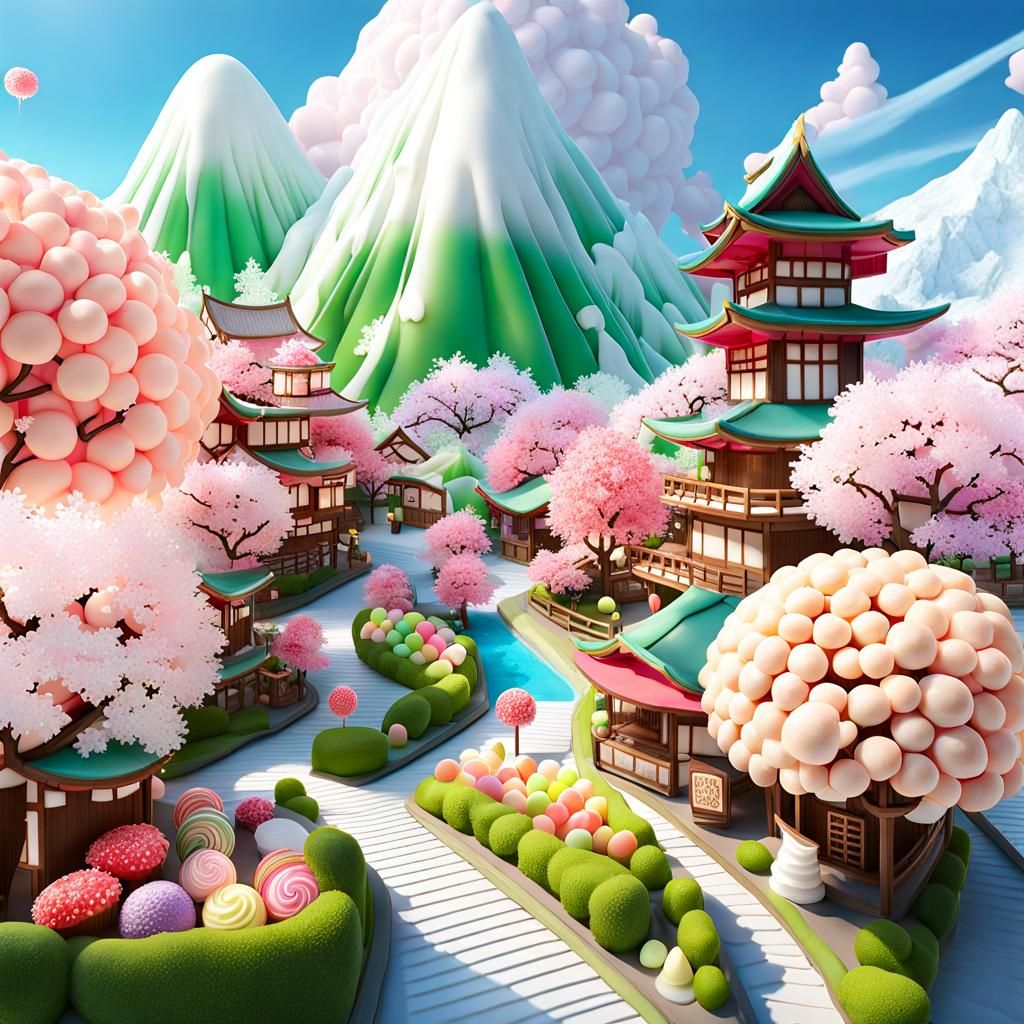 Fantasy Wagashi Town in Candy Wonderland Style