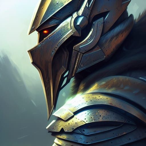 Wolf Knight Portrait in Hyperdetailed Style