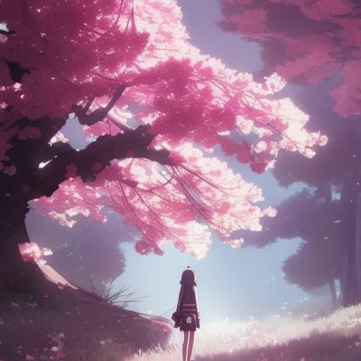 Detailed Sakura Tree in Anime Style