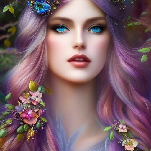 Enchanting Fairy Swimming in Lake: Hyperdetailed Fantasy Por...