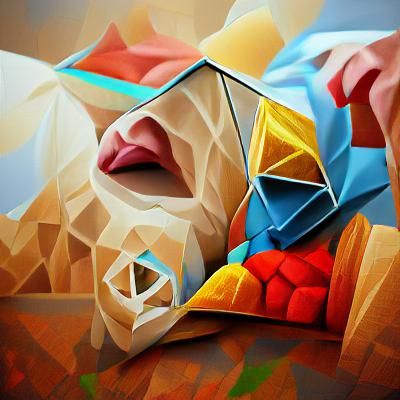 Minimalist Low-Poly Geometric Illustration on Canvas