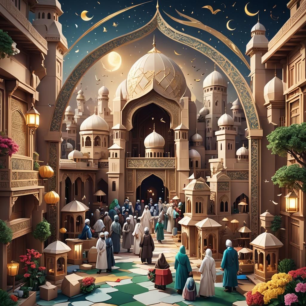 Eid Al-Fitr 2024: 3D Anime Art Card