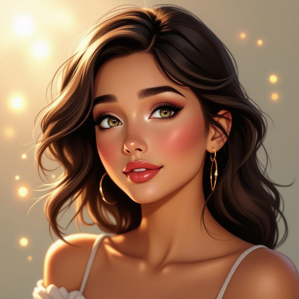 Beautiful Woman with Expressive Eyes in Comic Book Style