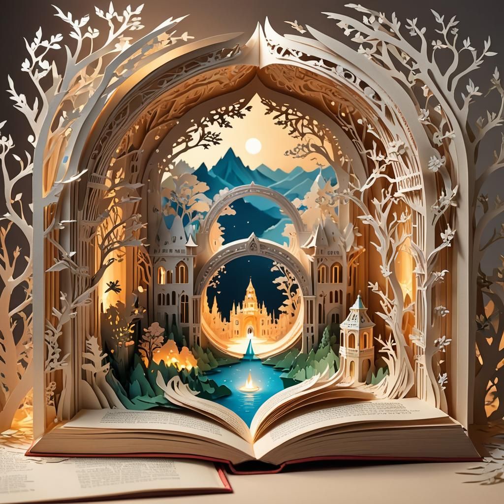 Fantasy Portal Unveiled in Kirigami Book Scene