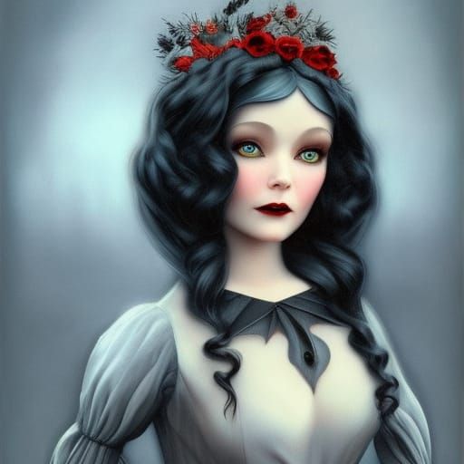 Gothic Snow White Portrait in 3D Style
