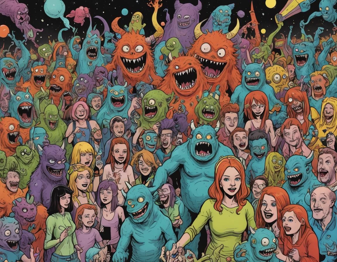 Monster Beach Party in Comic Book Style
