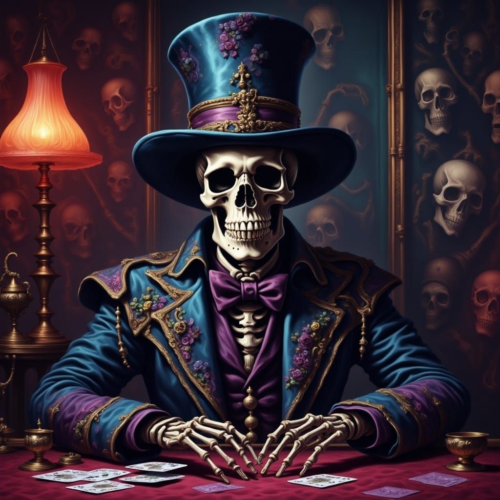 Surreal Skeleton Gambles in the Underworld Nightlife