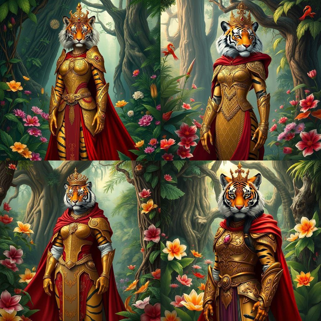 Regal Tiger Princess in Vibrant Jungle Landscape