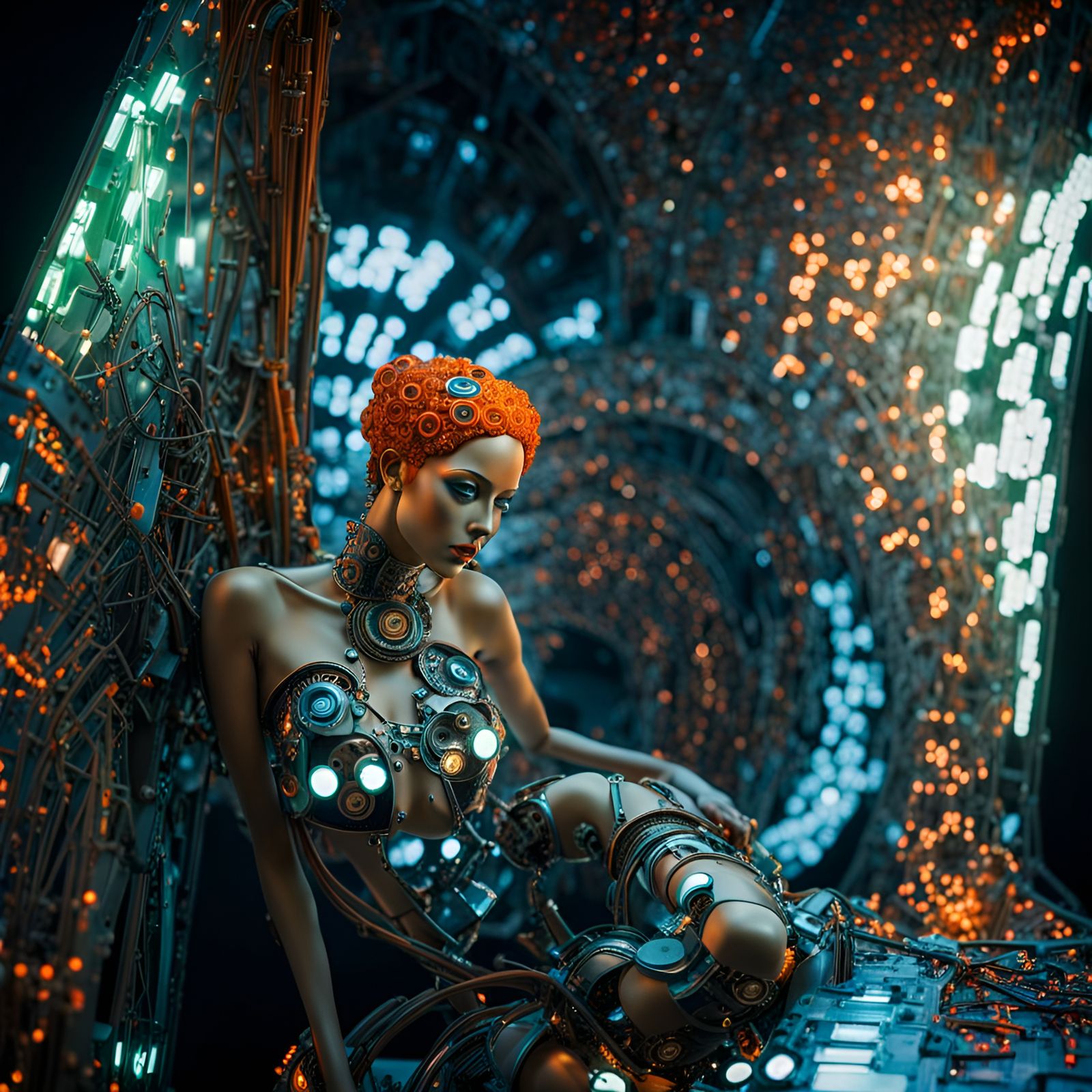 Mechanical Woman in Art Nouveau Style