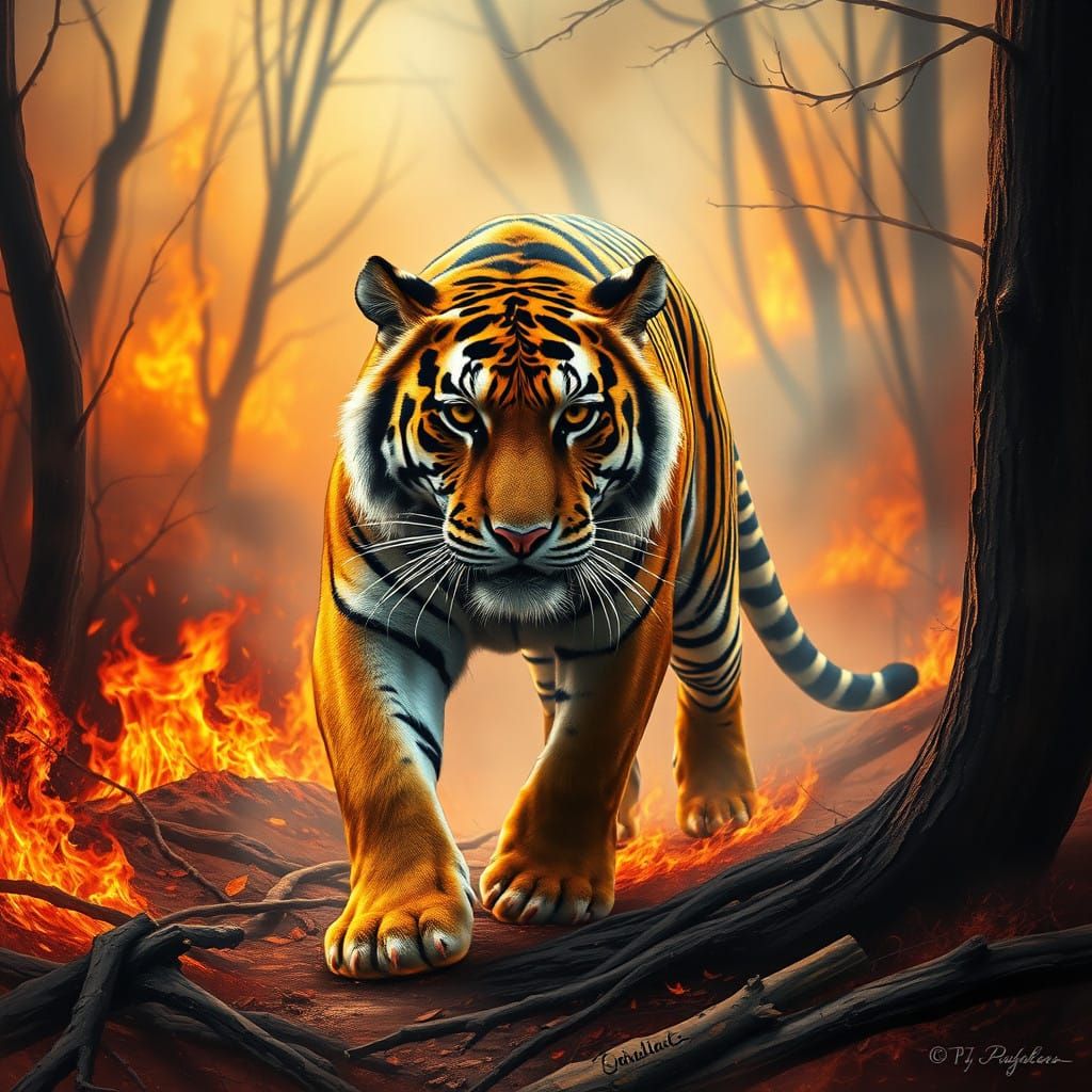 Regal Bengal Tiger Rules the Blazing Wilderness