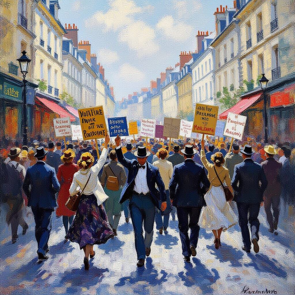 Impressionist Paris Protest Painting