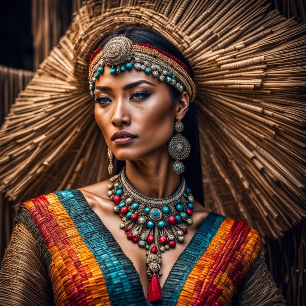 Eurasian Model in Abaca Fashion: Hyperrealistic Product Phot...