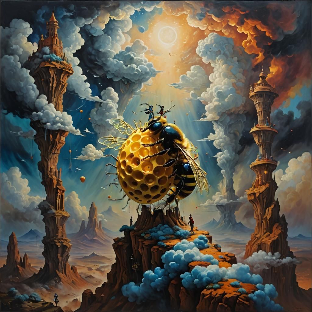 Wasp Emerges: Sajewski-Style Oil Painting