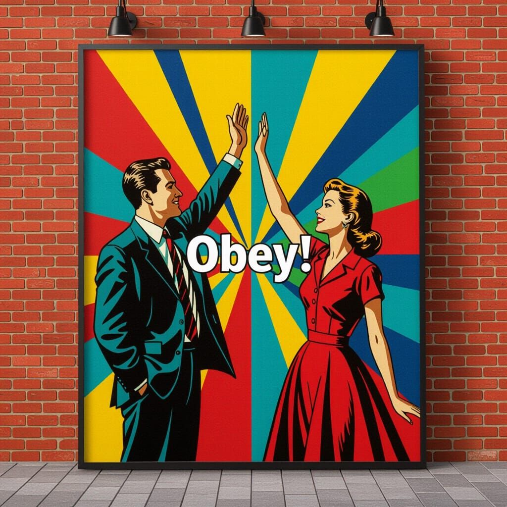 1950s Pop Art Poster on Brick Wall