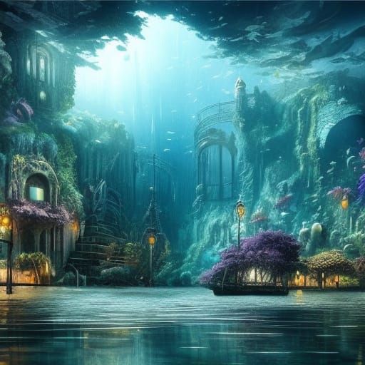 Underwater Cityscape: Detailed Digital Matte Painting